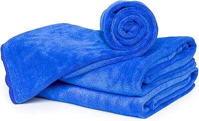 cosey - 3 件装,蓬松超细纤维毛巾 尺寸 l,60x120 厘米,深蓝色